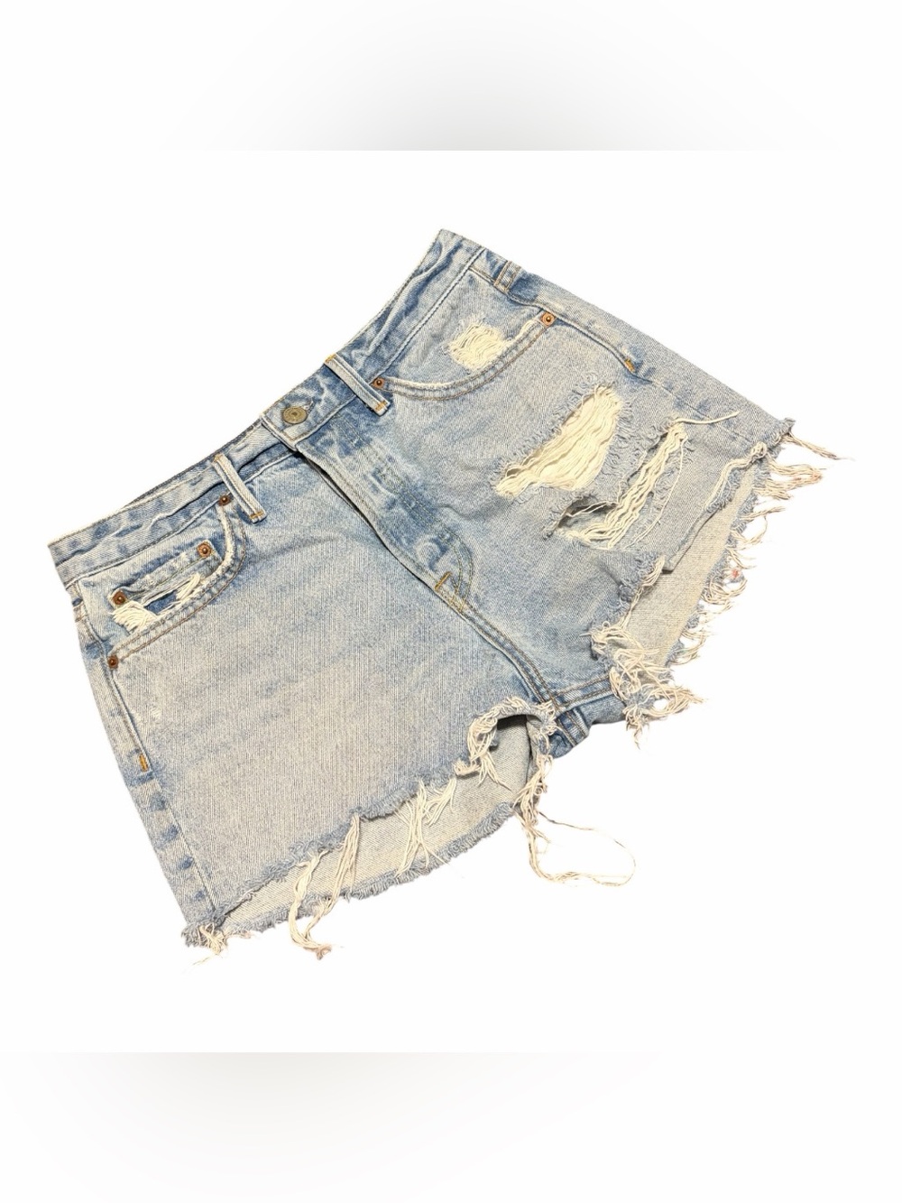 GRLFRND Distressed Denim Cutoff Shorts Size 27 Y2K High Rise Medium Wash